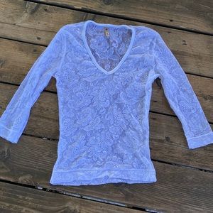 Vintage Three Dots White Lace 3/4 Top